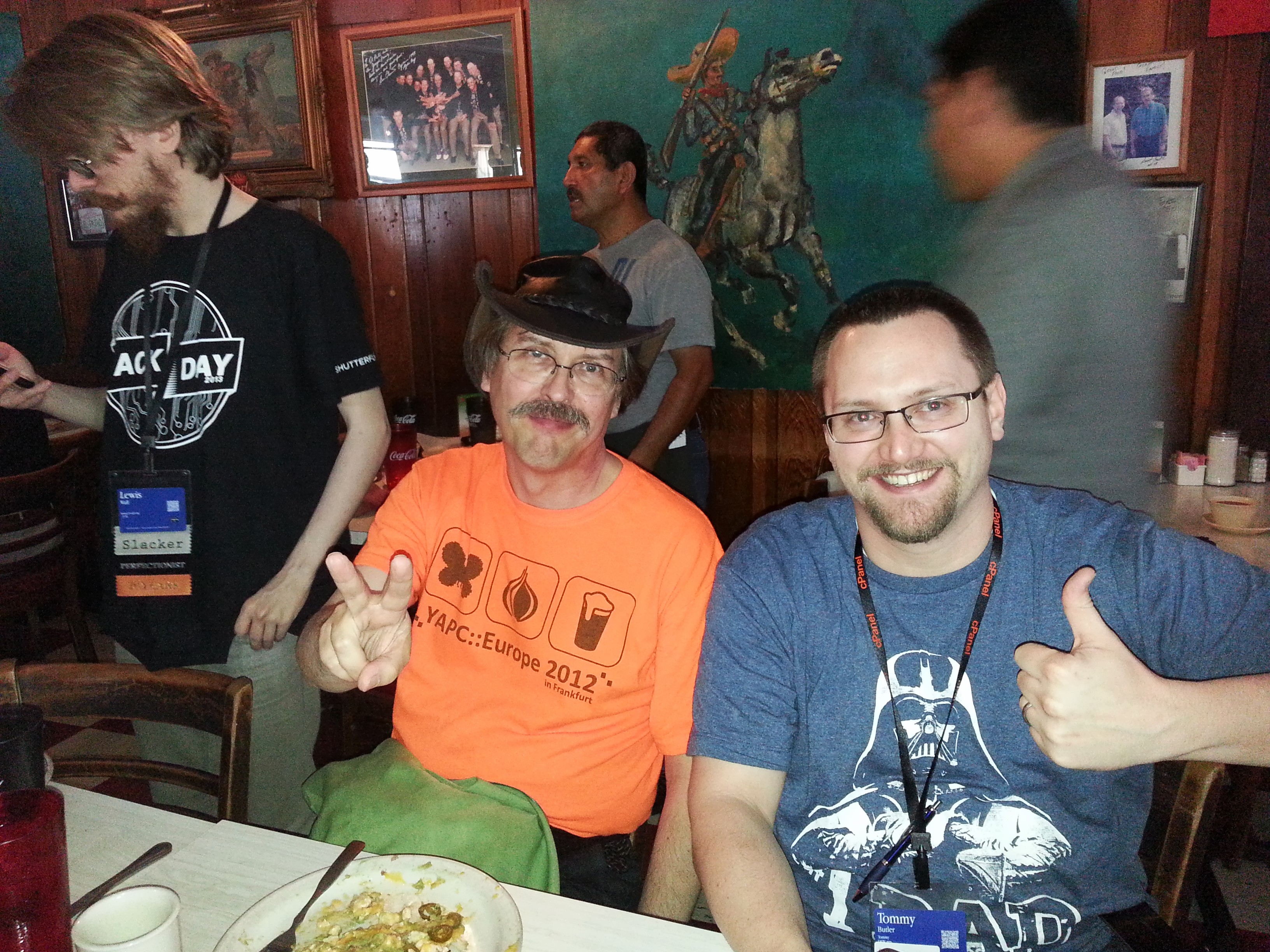 Larry Wall and Me, eating lunch during YAPC::NA 2013